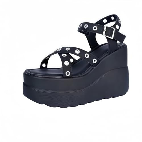 FQLGJMY Frauen Vegan Chunky Goth Schuhe Punk Stil Schuhe mit Schädel Sterne Kreuz Herz Kette Niet offene Zehe Rutschen auf Plattform Keil Rutsche Sandalen Sommer Punk Beach Slippers FQLGJMY Frauen Vegan Chunky Goth Schuhe Punk Stil Schuhe mit Schädel Sterne Kreuz Herz Kette Niet offene Zehe Rutschen auf Plattform Keil Rutsche Sandalen Sommer Punk Beach Slippers von FQLGJMY