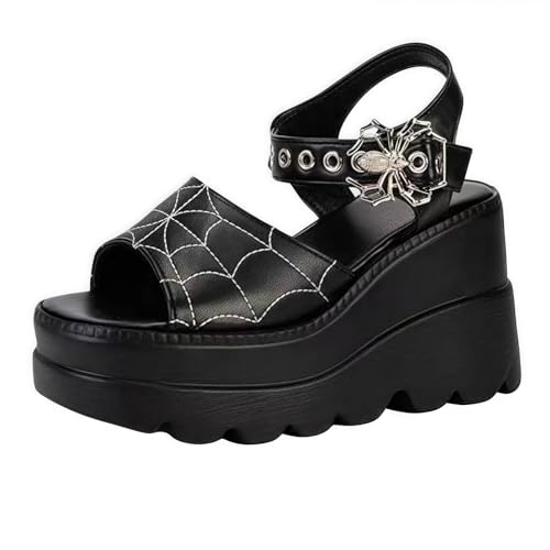 FQLGJMY Frauen Vegan Chunky Goth Schuhe Punk Stil Schuhe mit Schädel Sterne Kreuz Herz Kette Niet offene Zehe Rutschen auf Plattform Keil Rutsche Sandalen Sommer Punk Beach Slippers FQLGJMY Frauen Vegan Chunky Goth Schuhe Punk Stil Schuhe mit Schädel Sterne Kreuz Herz Kette Niet offene Zehe Rutschen auf Plattform Keil Rutsche Sandalen Sommer Punk Beach Slippers von FQLGJMY