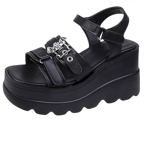 FQLGJMY Frauen Vegan Chunky Goth Schuhe Punk Stil Schuhe mit Schädel Sterne Kreuz Herz Kette Niet offene Zehe Rutschen auf Plattform Keil Rutsche Sandalen Sommer Punk Beach Slippers FQLGJMY Frauen Vegan Chunky Goth Schuhe Punk Stil Schuhe mit Schädel Sterne Kreuz Herz Kette Niet offene Zehe Rutschen auf Plattform Keil Rutsche Sandalen Sommer Punk Beach Slippers von FQLGJMY