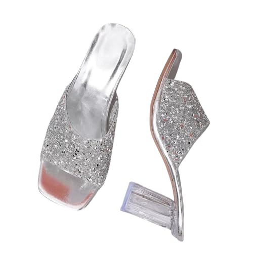 FQLGJMY Frauen klare Absätze Sandalen mit Bogen Perle Strass Dekoration Quadrat offene Zehe niedrigen Block Chunky Slip On Kleid Sandalen für Party Hochzeit FQLGJMY Frauen klare Absätze Sandalen mit Bogen Perle Strass Dekoration Quadrat offene Zehe niedrigen Block Chunky Slip On Kleid Sandalen für Party Hochzeit von FQLGJMY