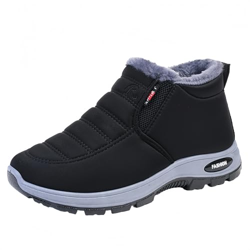 FQLGJMY Frauen rutschfeste dicke Sohle Winter Schneestiefel wasserdichte wärmeisolierte warme Knöchelstiefel mit rutschfesten PU-Sohle verstellbarer Gurtverschluss warmes Futter Outdoor-Enthusiasten von FQLGJMY