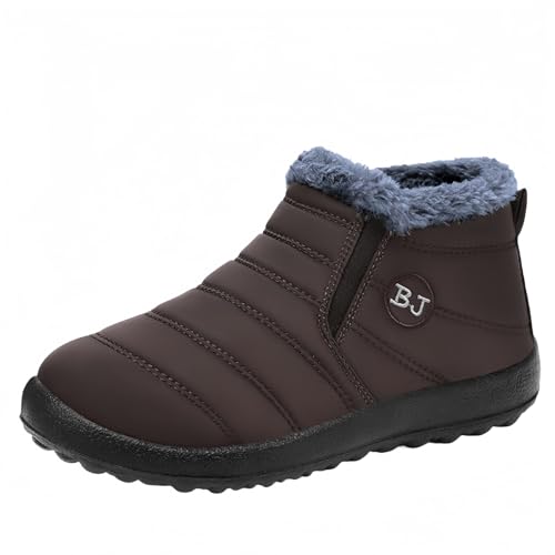 FQLGJMY Frauen rutschfeste dicke Sohle Winter Schneestiefel wasserdichte wärmeisolierte warme Knöchelstiefel mit rutschfesten PU-Sohle verstellbarer Gurtverschluss warmes Futter Outdoor-Enthusiasten von FQLGJMY