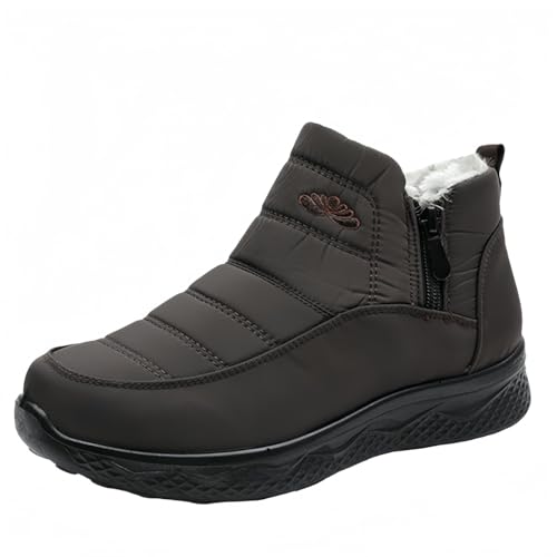 FQLGJMY Frauen rutschfeste dicke Sohle Winter Schneestiefel wasserdichte wärmeisolierte warme Knöchelstiefel mit rutschfesten PU-Sohle verstellbarer Gurtverschluss warmes Futter Outdoor-Enthusiasten von FQLGJMY