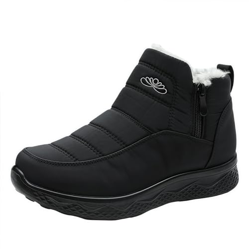 FQLGJMY Frauen rutschfeste dicke Sohle Winter Schneestiefel wasserdichte wärmeisolierte warme Knöchelstiefel mit rutschfesten PU-Sohle verstellbarer Gurtverschluss warmes Futter Outdoor-Enthusiasten von FQLGJMY