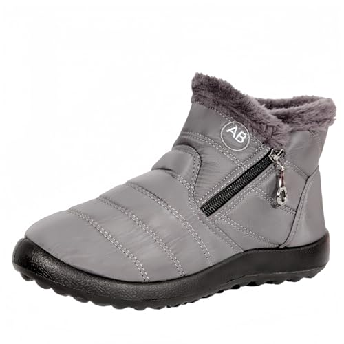 FQLGJMY Frauen rutschfeste dicke Sohle Winter Schneestiefel wasserdichte wärmeisolierte warme Knöchelstiefel mit rutschfesten PU-Sohle verstellbarer Gurtverschluss warmes Futter Outdoor-Enthusiasten von FQLGJMY
