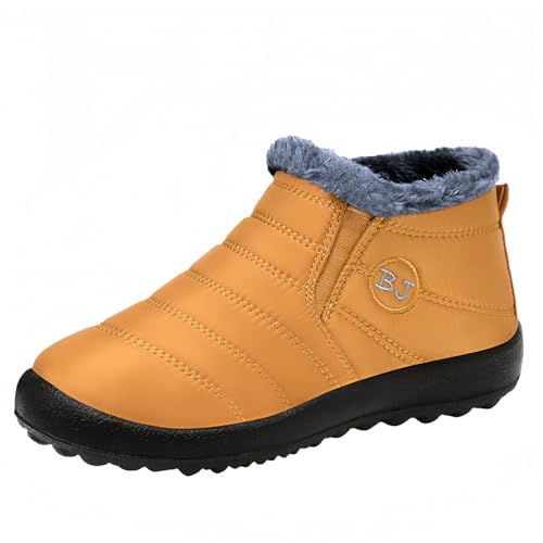 FQLGJMY Frauen rutschfeste dicke Sohle Winter Schneestiefel wasserdichte wärmeisolierte warme Knöchelstiefel mit rutschfesten PU-Sohle verstellbarer Gurtverschluss warmes Futter Outdoor-Enthusiasten von FQLGJMY