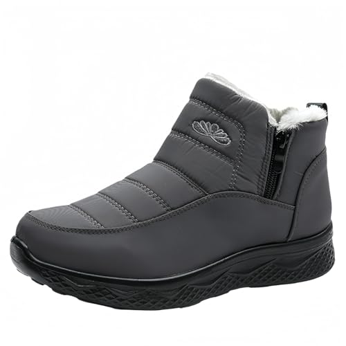 FQLGJMY Frauen rutschfeste dicke Sohle Winter Schneestiefel wasserdichte wärmeisolierte warme Knöchelstiefel mit rutschfesten PU-Sohle verstellbarer Gurtverschluss warmes Futter Outdoor-Enthusiasten von FQLGJMY