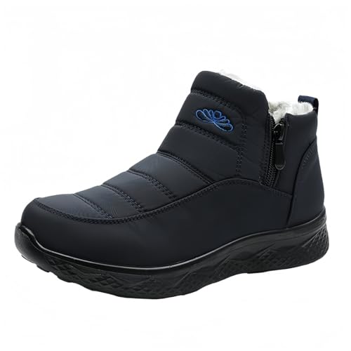 FQLGJMY Frauen rutschfeste dicke Sohle Winter Schneestiefel wasserdichte wärmeisolierte warme Knöchelstiefel mit rutschfesten PU-Sohle verstellbarer Gurtverschluss warmes Futter Outdoor-Enthusiasten von FQLGJMY