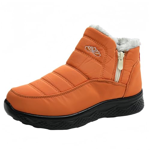 FQLGJMY Frauen rutschfeste dicke Sohle Winter Schneestiefel wasserdichte wärmeisolierte warme Knöchelstiefel mit rutschfesten PU-Sohle verstellbarer Gurtverschluss warmes Futter Outdoor-Enthusiasten von FQLGJMY