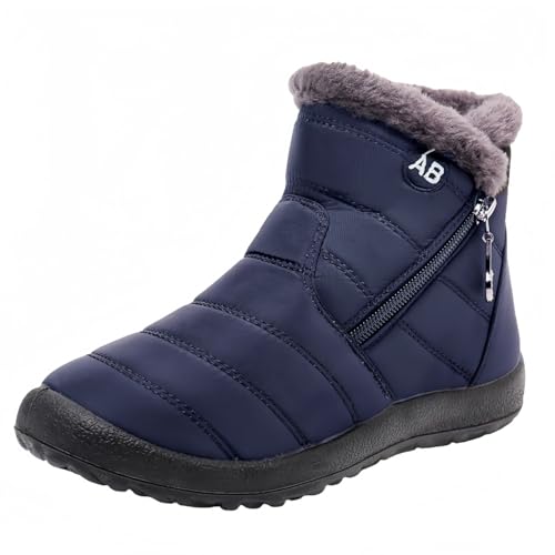 FQLGJMY Frauen rutschfeste dicke Sohle Winter Schneestiefel wasserdichte wärmeisolierte warme Knöchelstiefel mit rutschfesten PU-Sohle verstellbarer Gurtverschluss warmes Futter Outdoor-Enthusiasten von FQLGJMY