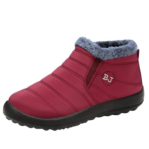 FQLGJMY Frauen rutschfeste dicke Sohle Winter Schneestiefel wasserdichte wärmeisolierte warme Knöchelstiefel mit rutschfesten PU-Sohle verstellbarer Gurtverschluss warmes Futter Outdoor-Enthusiasten von FQLGJMY