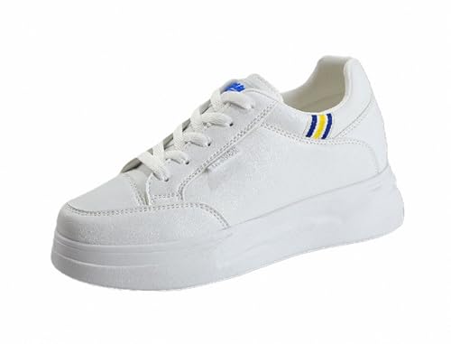 FQLGJMY Plateau-Sneaker Für Damen Canvas Klobige Dünne Sohle Niedriger Schnitt Atmungsaktiv Langlebig Aufzugsschuhe Bunt Vielseitig Modisch Lässig Frühling Herbst Reisen Gehen Alltag von FQLGJMY