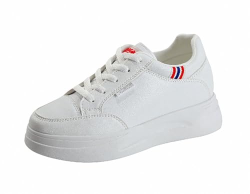 FQLGJMY Plateau-Sneaker Für Damen Canvas Klobige Dünne Sohle Niedriger Schnitt Atmungsaktiv Langlebig Aufzugsschuhe Bunt Vielseitig Modisch Lässig Frühling Herbst Reisen Gehen Alltag von FQLGJMY