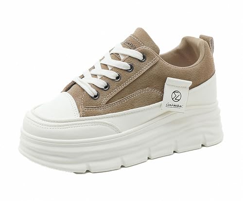 FQLGJMY Plateau-Sneaker Für Damen Canvas Klobige Dünne Sohle Niedriger Schnitt Atmungsaktiv Langlebig Aufzugsschuhe Bunt Vielseitig Modisch Lässig Frühling Herbst Reisen Gehen Alltag von FQLGJMY