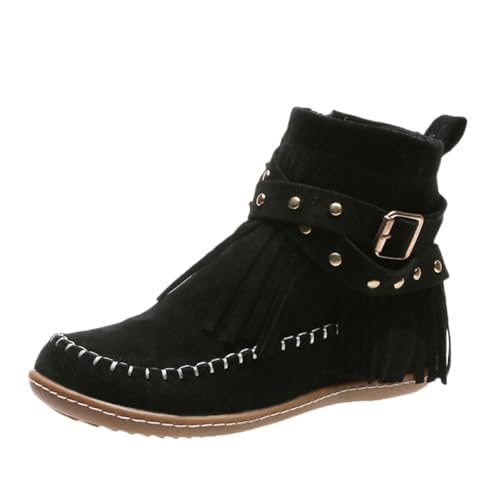 FQLGJMY Wildleder Tassel Knöchelstiefel für Frauen Klassische Vintage Runde Zehe versteckte Keil Absatz niedrigen Absatz Western Outdoor Kurze Stiefel mit Reißverschluss Herbst Winter Flats FQLGJMY Wildleder Tassel Knöchelstiefel für Frauen Klassische Vintage Runde Zehe versteckte Keil Absatz niedrigen Absatz Western Outdoor Kurze Stiefel mit Reißverschluss Herbst Winter Flats von FQLGJMY