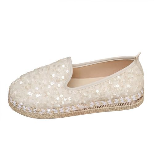 Frauen Mode Plattform Strass Rutsch auf Sneakers Casual Komfort Loafer Wanderschuhe mit niedlichen Bowknot Glitter Bling Paillette von FQLGJMY