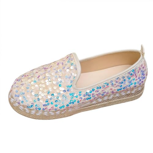 Frauen Mode Plattform Strass Rutsch auf Sneakers Casual Komfort Loafer Wanderschuhe mit niedlichen Bowknot Glitter Bling Paillette von FQLGJMY