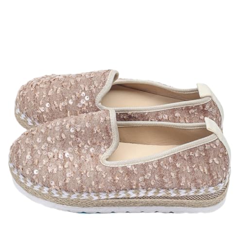 Frauen Mode Plattform Strass Rutsch auf Sneakers Casual Komfort Loafer Wanderschuhe mit niedlichen Bowknot Glitter Bling Paillette von FQLGJMY