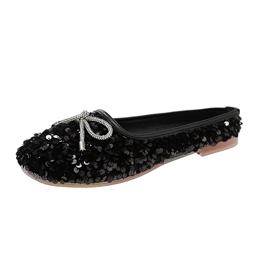 Frauen Mode Plattform Strass Rutsch auf Sneakers Casual Komfort Loafer Wanderschuhe mit niedlichen Bowknot Glitter Bling Paillette von FQLGJMY