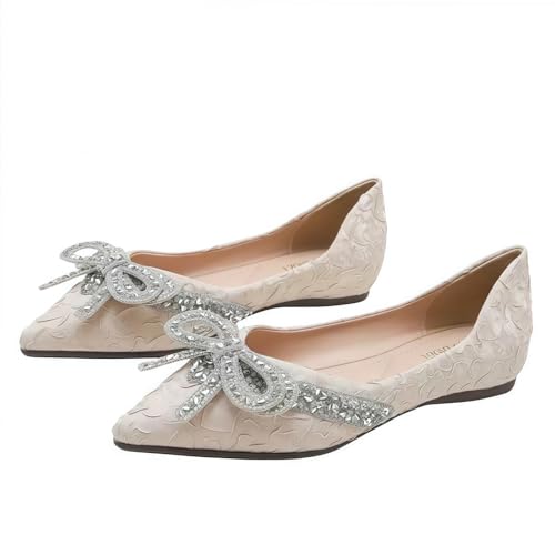 Frauen Spitze Strass Ballett Flache Schuhe Glitter Blumen Bogen Hochzeitsparty Komfort niedrigen Absatz Elegantes Kleid Flachen Frauen Spitze Strass Ballett Flache Schuhe Glitter Blumen Bogen Hochzeitsparty Komfort niedrigen Absatz Elegantes Kleid Flachen von FQLGJMY