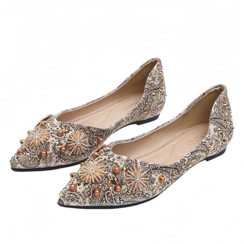 Frauen Spitze Strass Ballett Flache Schuhe Glitter Blumen Bogen Hochzeitsparty Komfort niedrigen Absatz Elegantes Kleid Flachen Frauen Spitze Strass Ballett Flache Schuhe Glitter Blumen Bogen Hochzeitsparty Komfort niedrigen Absatz Elegantes Kleid Flachen von FQLGJMY