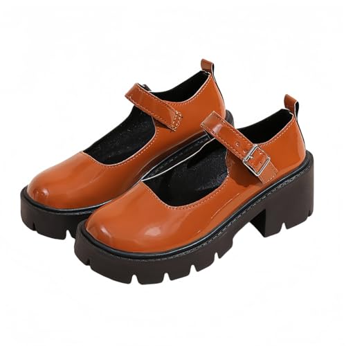 Frauen gotische Plattform Mary Jane Schuhe Vintage Runde Zehe für Frauen Knöchelgurt Chunky Absatz Pumpen Uniform Party Tänze Kleid Schuhe von FQLGJMY