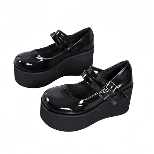 Frauen gotische Plattform Mary Jane Schuhe Vintage Runde Zehe für Frauen Knöchelgurt Chunky Absatz Pumpen Uniform Party Tänze Kleid Schuhe Frauen gotische Plattform Mary Jane Schuhe Vintage Runde Zehe für Frauen Knöchelgurt Chunky Absatz Pumpen Uniform Party Tänze Kleid Schuhe von FQLGJMY