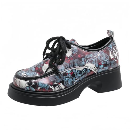 Frauen gotische Plattform Mary Jane Schuhe mit Kette Stern Herz Vintage Runde Zehe für Frauen Knöchelgurt Chunky Absatz Pumpen Uniform Party Tänze Kleid Schuhe von FQLGJMY