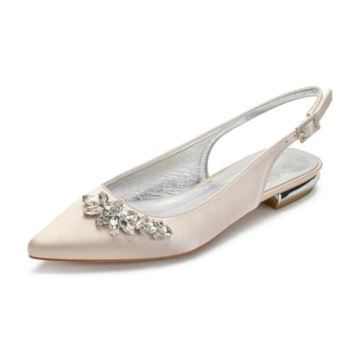 Damen Niedrige Stämmiger Blockabsatz Brautschuhe Geschlossene Spitze Ballerinas Slingback Satin Ballettsandalen Knöchelriemen Strass Kleid Schuhe,Champagne,38 EU Damen Niedrige Stämmiger Blockabsatz Brautschuhe Geschlossene Spitze Ballerinas Slingback Satin Ballettsandalen Knöchelriemen Strass Kleid Schuhe,Champagne,38 EU von FQMAYPO