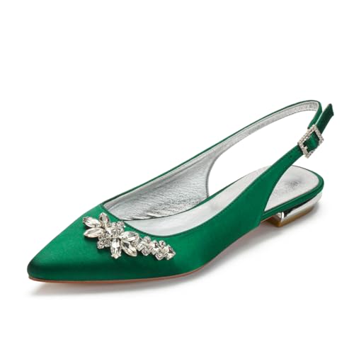 Damen Niedrige Stämmiger Blockabsatz Brautschuhe Geschlossene Spitze Ballerinas Slingback Satin Ballettsandalen Knöchelriemen Strass Kleid Schuhe,Dark Green,38 EU Damen Niedrige Stämmiger Blockabsatz Brautschuhe Geschlossene Spitze Ballerinas Slingback Satin Ballettsandalen Knöchelriemen Strass Kleid Schuhe,Dark Green,38 EU von FQMAYPO