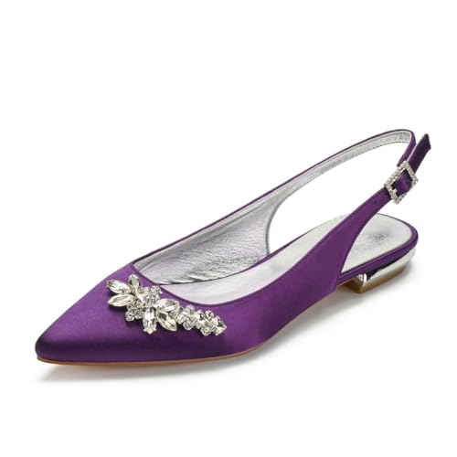 Damen Niedrige Stämmiger Blockabsatz Brautschuhe Geschlossene Spitze Ballerinas Slingback Satin Ballettsandalen Knöchelriemen Strass Kleid Schuhe,Dark Purple,38 EU Damen Niedrige Stämmiger Blockabsatz Brautschuhe Geschlossene Spitze Ballerinas Slingback Satin Ballettsandalen Knöchelriemen Strass Kleid Schuhe,Dark Purple,38 EU von FQMAYPO
