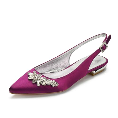 Damen Niedrige Stämmiger Blockabsatz Brautschuhe Geschlossene Spitze Ballerinas Slingback Satin Ballettsandalen Knöchelriemen Strass Kleid Schuhe,Lila,36 EU Damen Niedrige Stämmiger Blockabsatz Brautschuhe Geschlossene Spitze Ballerinas Slingback Satin Ballettsandalen Knöchelriemen Strass Kleid Schuhe,Lila,36 EU von FQMAYPO