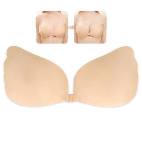 FQQF Klebe BH Push up,Wiederverwendbare Unsichtbarer BH Silikon,Trägerloser BH Rückenfrei,Bequemer Rückenfreier Klebe-BH mit Push-up-Effekt für Perfekte Passform（Cup-Größe: B） von FQQF