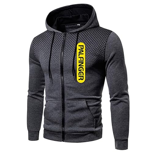 Herren Polka Dot Hoodie Palf.i_nger Outdoor Casual Zip Cardigan Fleece Sport Jacke mit Taschen (Grey,M) von FQQPMS