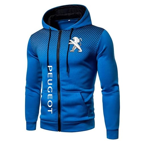 Herren Polka Dot Hoodie Peu.g_eot Outdoor Casual Zip Cardigan Fleece Sport Jacke mit Taschen (Blue,S) von FQQPMS