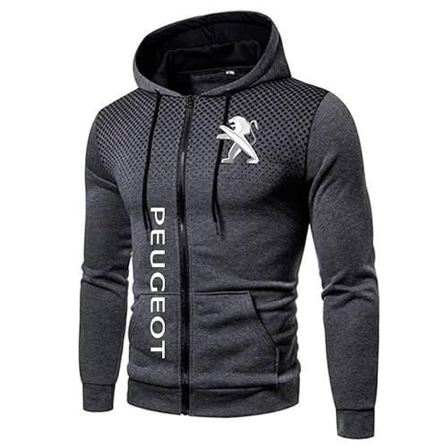 Herren Polka Dot Hoodie Peu.g_eot Outdoor Casual Zip Cardigan Fleece Sport Jacke mit Taschen (Grey,L) von FQQPMS