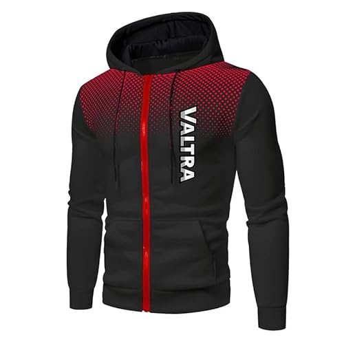 Herren Polka Dot Hoodie va.lt_ra Outdoor Casual Zip Cardigan Fleece Sport Jacke mit Taschen (Black red,XXL) von FQQPMS