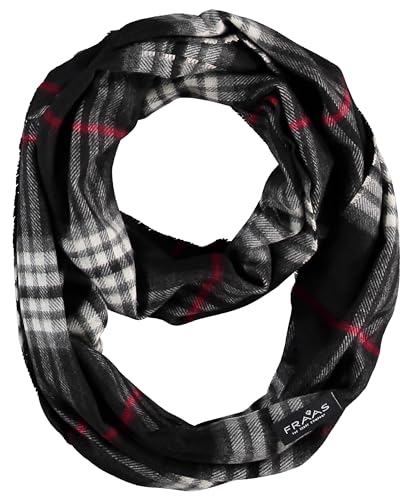 FRAAS Cashmink Loop Schal - Plaid Kariert Für Damen & Herren - Wärmend & Hautfreundlich - Weicher Als Kaschmir - Made In Germany - 30x66cm Schwarz von FRAAS