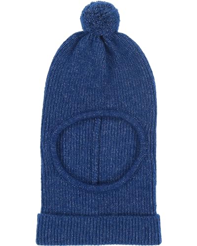 FRAAS Damen Kapuzenschal mit Pompon - warme Strickmütze mit Rippenmuster - Sustainability Edition Royal Blue von FRAAS