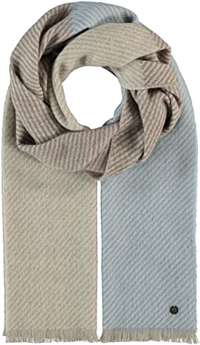 FRAAS Damen-Schal aus 100% Schurwolle - 38 x 180 cm Größe - Modische Stola mit Fransen und Fischgrät-Muster - Perfekt für den Winter - Sustainability Edition French Blue von FRAAS
