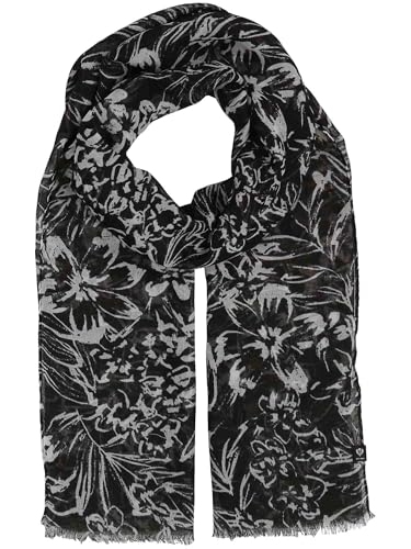 FRAAS Damen Schal mit elegantem Blumen-Muster - 50 x 180 cm - nachhaltig aus recyceltem Polyester - Perfekt für den Sommer - Sustainability Edition Black/White von FRAAS