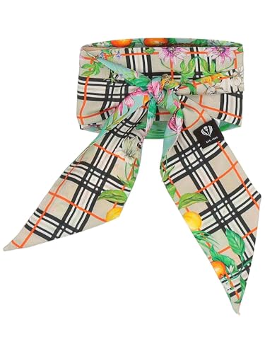 FRAAS Damen Skinny Schal kariert mit Dschungel-Muster - 5 x 80 cm - schmaler Schal aus 100% reiner Seide von FRAAS