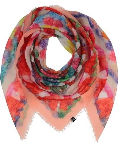 FRAAS Halstuch Damen - Tuch mit Patchwork-Design - 120 x 120 cm - leichter Polyester Schal Damen - Sustainability Edition Apricot von FRAAS