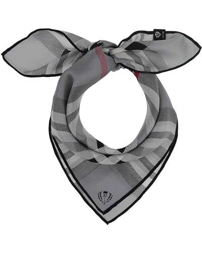 FRAAS Halstuch Damen aus 100% reiner Seide - Nickituch Damen mit Plaid-Muster - 51 x 51 cm Größe - Schickes Seidentuch Bandana Grau von FRAAS