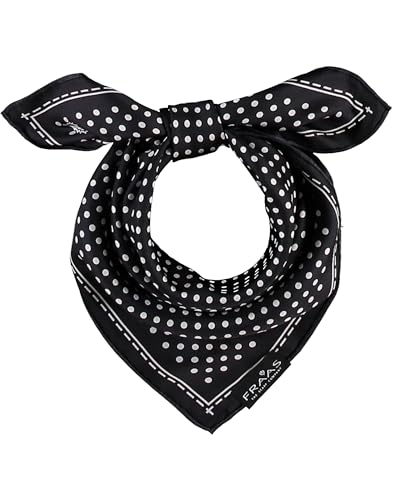 FRAAS Halstuch Damen gepunktet - 51 x 51 cm Größe - Nickituch Seide - Seidentuch für Damen mit Polka Dots Muster - Bandana Tuch perfekt für den Sommer Schwarz von FRAAS