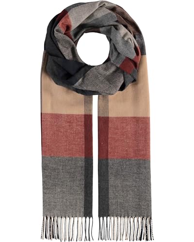 FRAAS Herren-Schal Blockkaro aus reinem Cashmink - 30 x 180 cm - Perfekt für Herbst & Winter - Feiner als Cashmere - Plaid Fransenschal - Made in Germany Rost von FRAAS