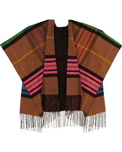 FRAAS Ruana - Poncho Aus Reinem Polyacryl - Plaid Kariert - Für Damen - Wärmend und Hautfreundlich - Made In Germany - 130 x 200 cm Camel von FRAAS