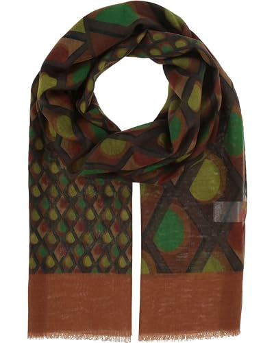 FRAAS Stola mit graphischem Design - 70 x 180 cm - leichter Schal mit geometrischen Mustern - Sustainability Edition Apfelgrün von FRAAS
