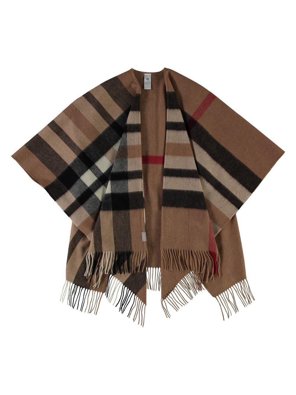 Fraas Poncho Damen Wolle kariert, camel von FRAAS