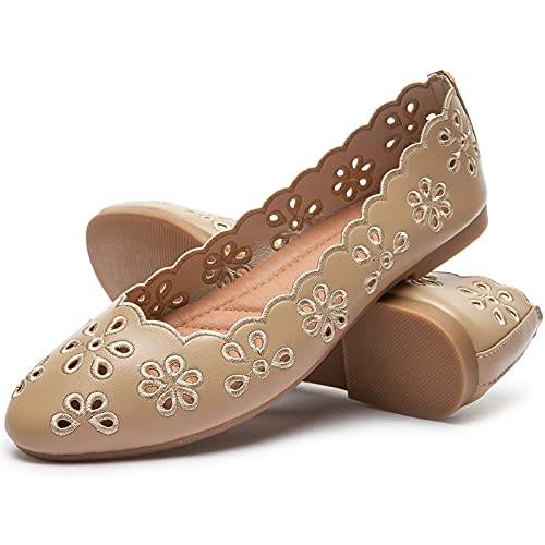 FRACORA Damen-Ballerinas, schwarz, PU-Leder, elegante Schuhe, bequeme runde Zehenpartie, Schlupfschuhe mit atmungsaktiven Ösen, aprikose, 40.5 EU FRACORA Damen-Ballerinas, schwarz, PU-Leder, elegante Schuhe, bequeme runde Zehenpartie, Schlupfschuhe mit atmungsaktiven Ösen, aprikose, 40.5 EU von FRACORA